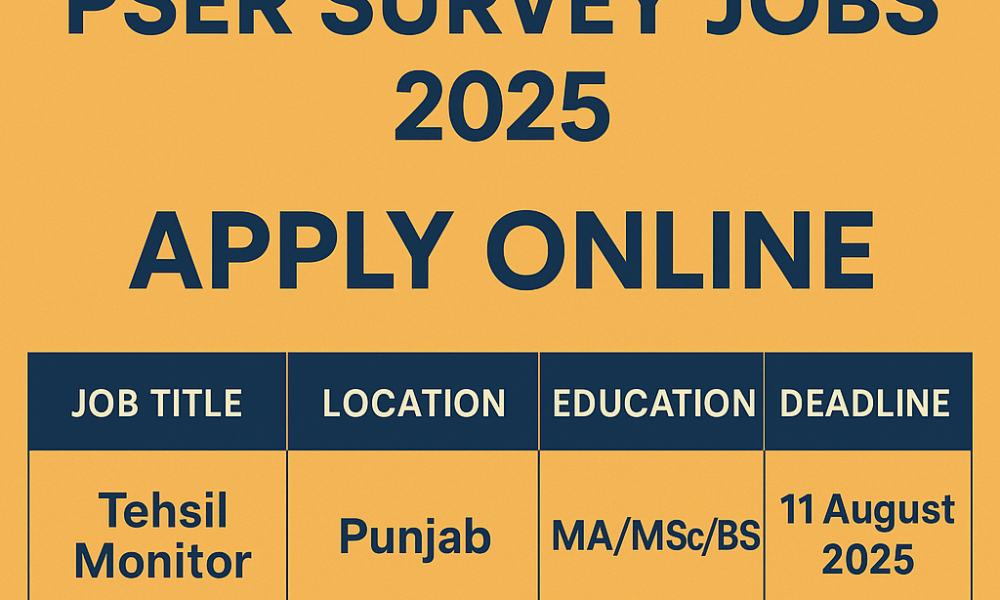 Tehsil Ministor PSER Survey jobs 2025
