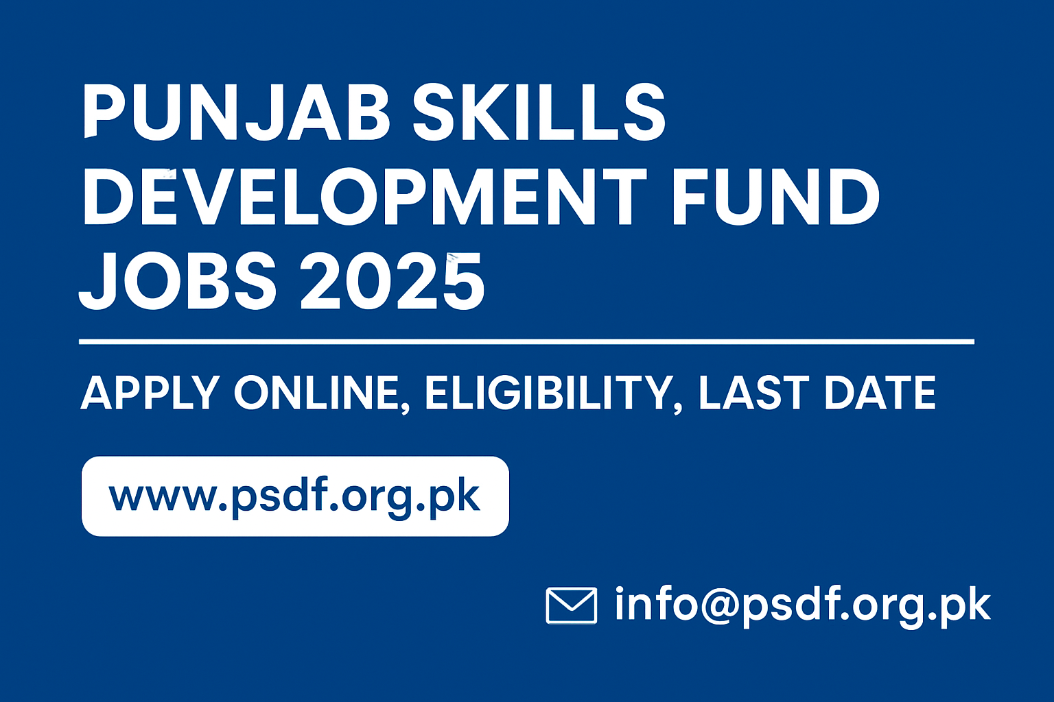 Punjab Skills Development Fund Jobs 2025