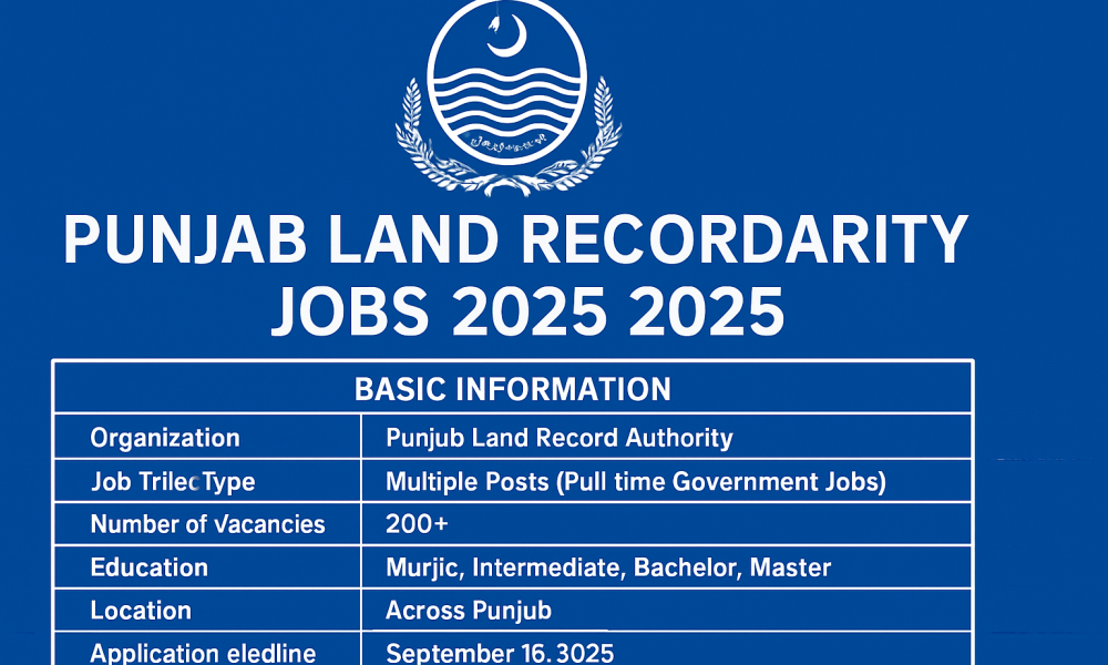 Punjab Land Record Authority Jobs 2025